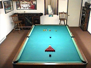 Ceiling Shot of Snooker Table